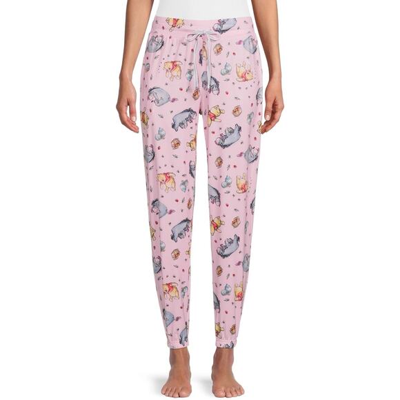 Disney Winnie The Pooh Lounge Pants Pink Womens Sleep Joggers XL (16-18) Pockets - Picture 1 of 12
